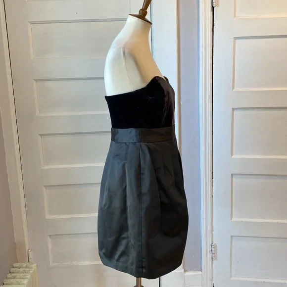 NWT Theory Chanesa Velvet & Silk Dark Brown Strapless Dress, Size 12 - Picture 8 of 17